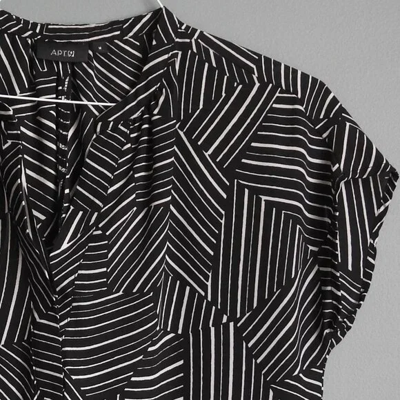 2/$13 Apt. 9 Flowy Business Top, Black & White Striped - Size Medium - Picture 5 of 6